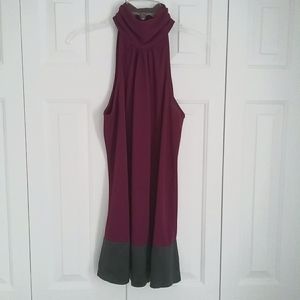 INC Silk Halter Neck Blouse Dressy Tank two tone wine/brown